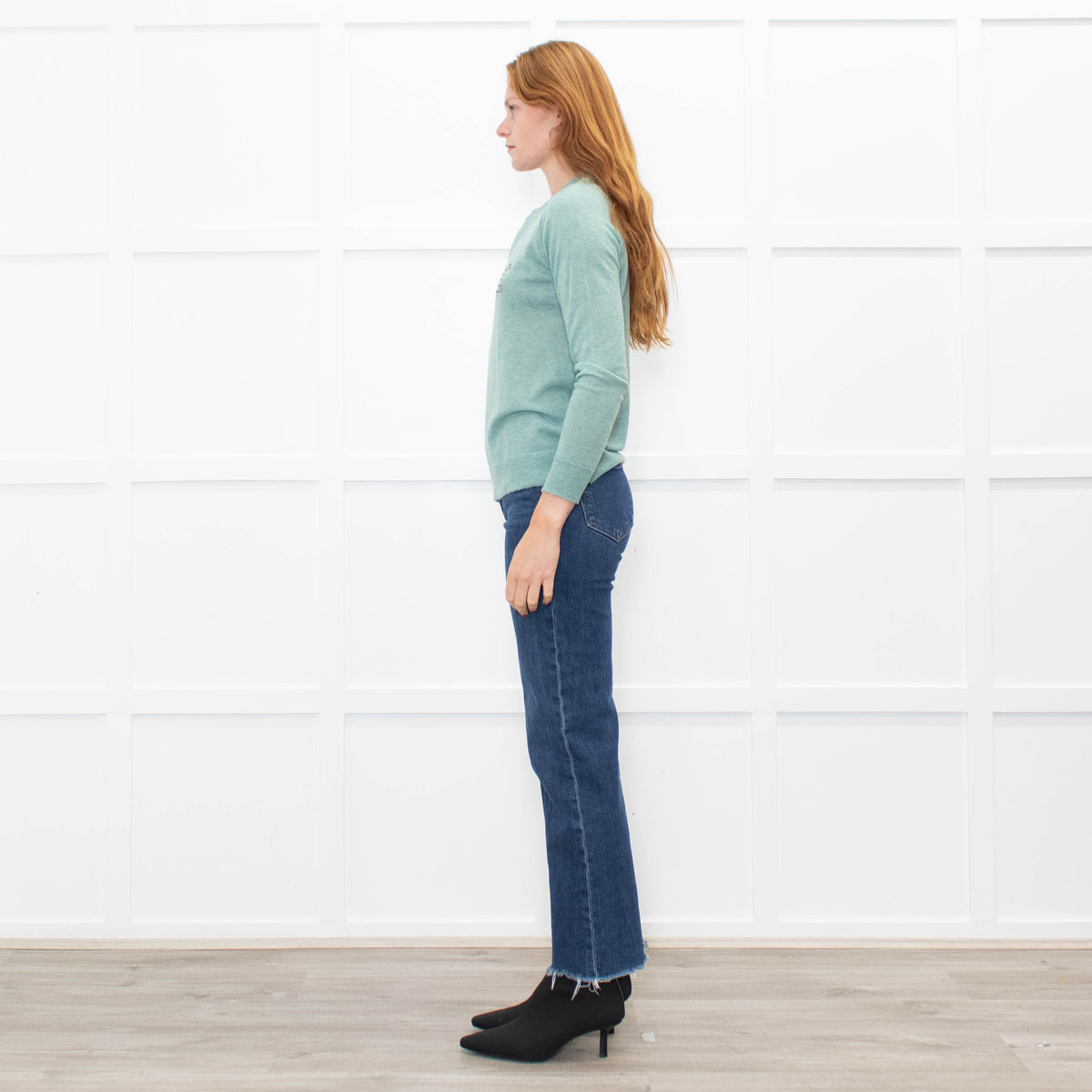 Zadig & Voltaire Light Green Multi Peace Diamante Cashmere Fine knit Jumper