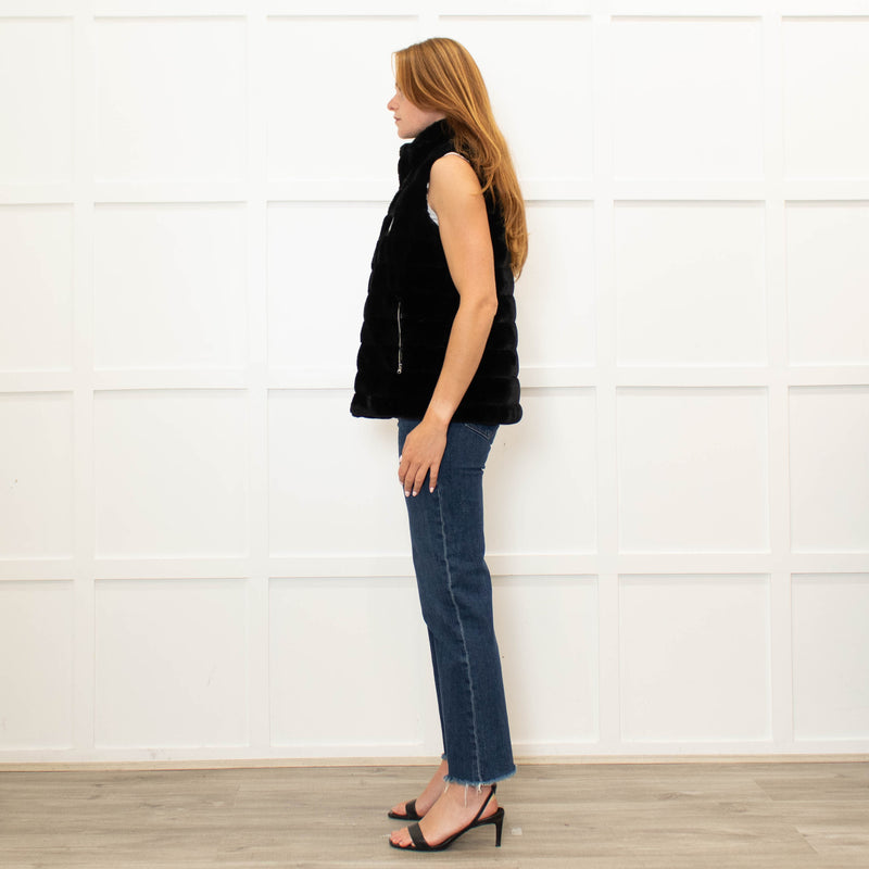 Chervo Black Ivince 999 Faux Fur Quilted Reversible Gilet