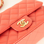 Chanel Mini Classic in Coral Lambskin and Brushed Gold Hardware