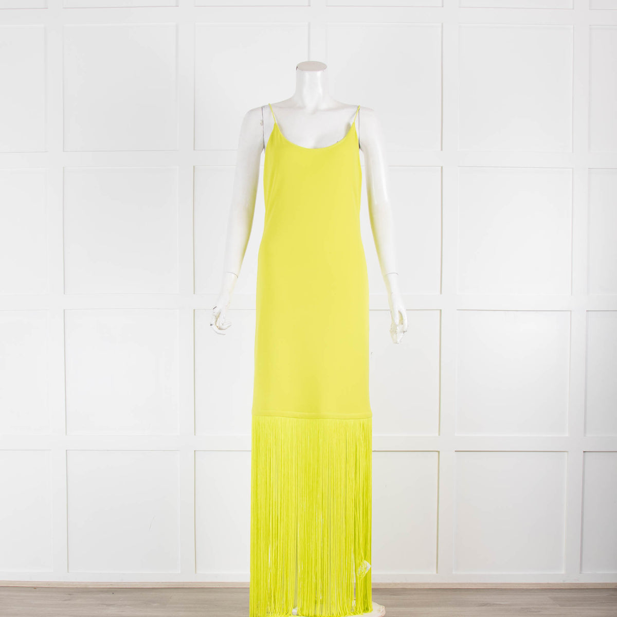 Alice + Olivia Lime Green Strappy Tassle Hem Midi Dress