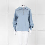 Varley Pale Blue Quarter Zip High Collar Top