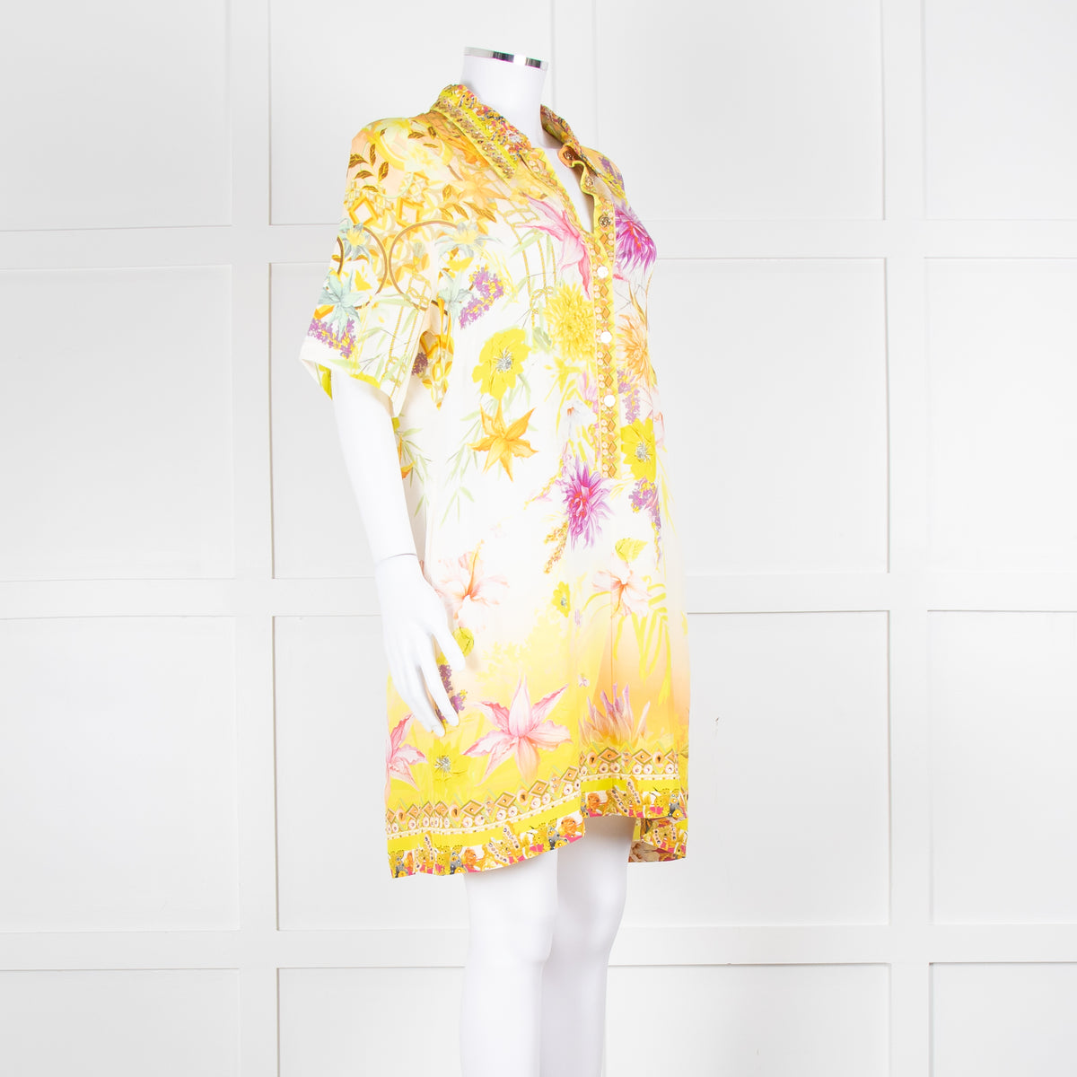 Camilla Cream Yellow Diamante Mini Dress