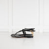 Alexander McQueen Black Skull Leather T- Strap Sandal