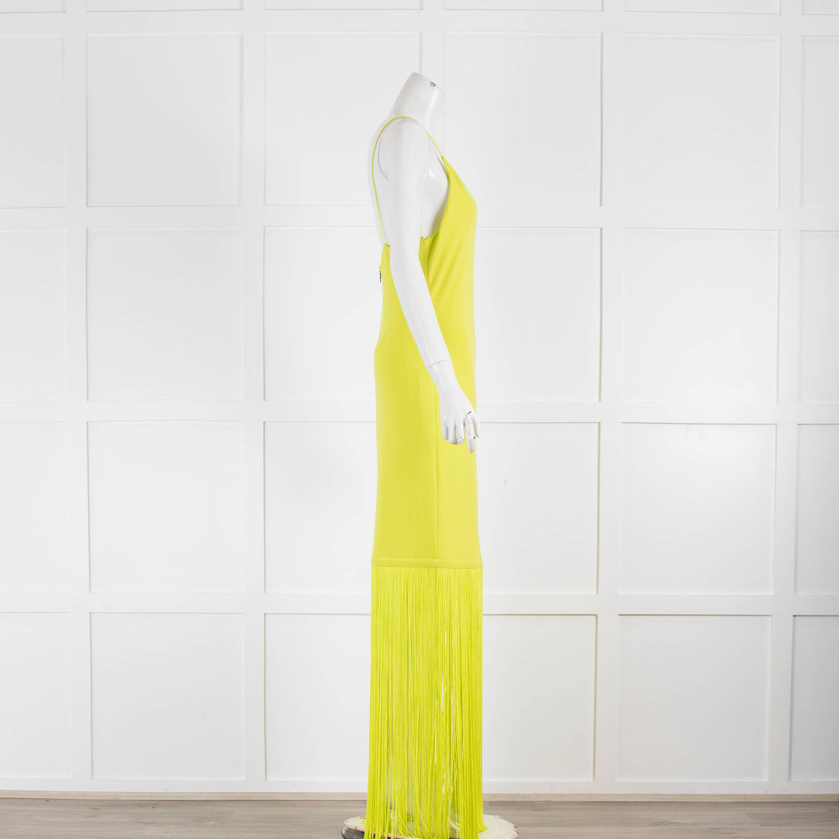 Alice + Olivia Lime Green Strappy Tassle Hem Midi Dress