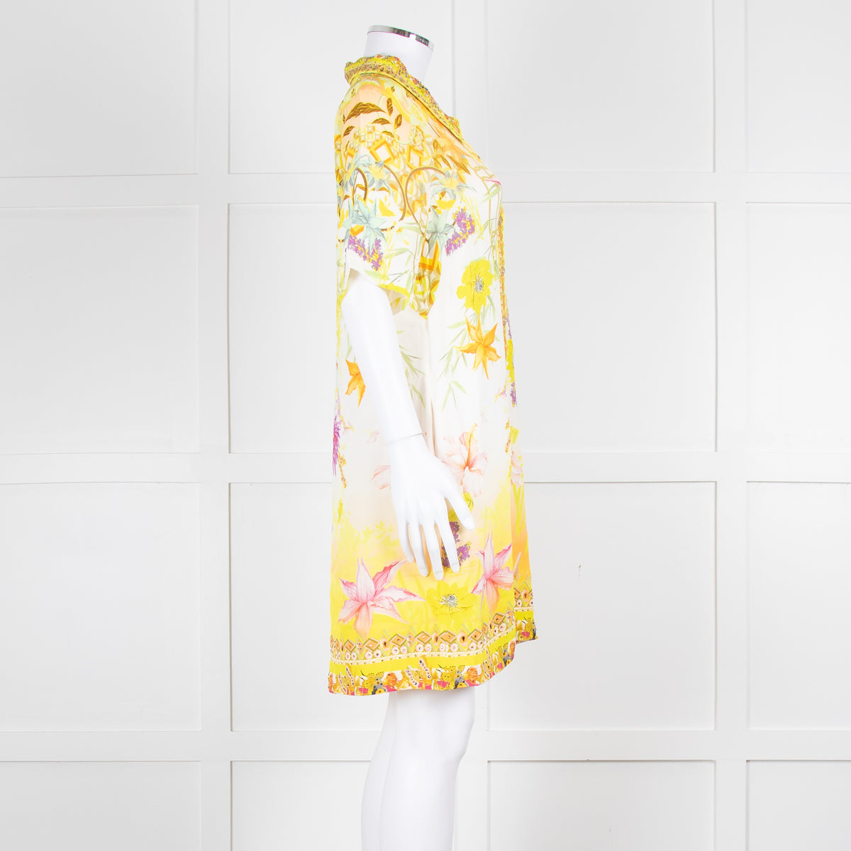 Camilla Cream Yellow Diamante Mini Dress