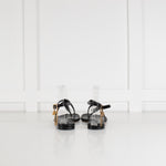 Alexander McQueen Black Skull Leather T- Strap Sandal