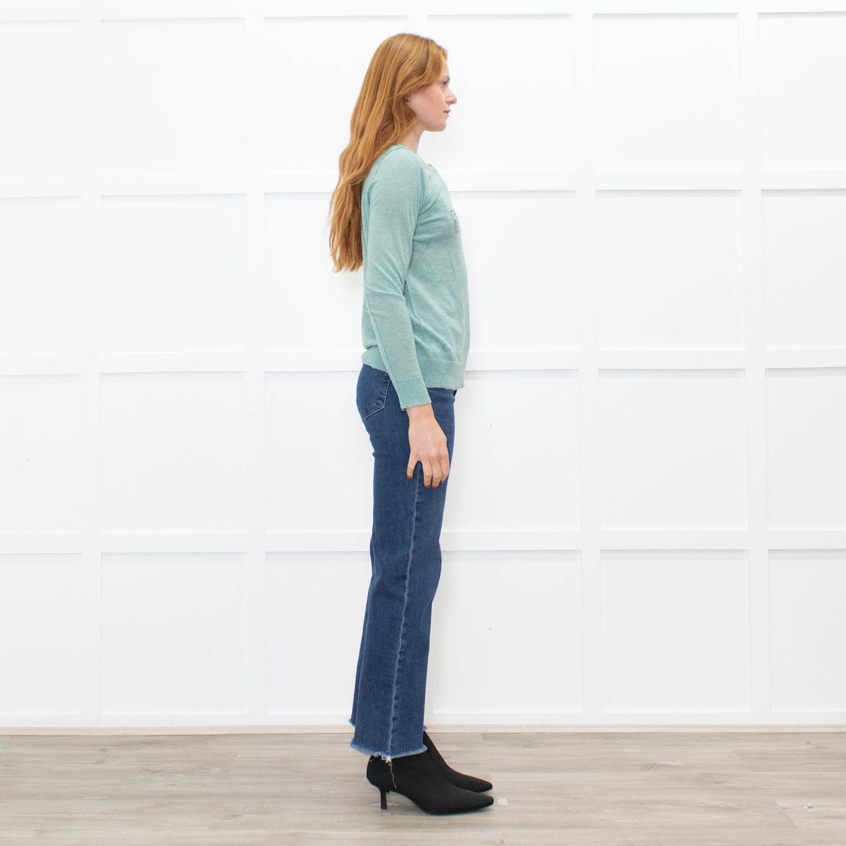 Zadig & Voltaire Light Green Multi Peace Diamante Cashmere Fine knit Jumper