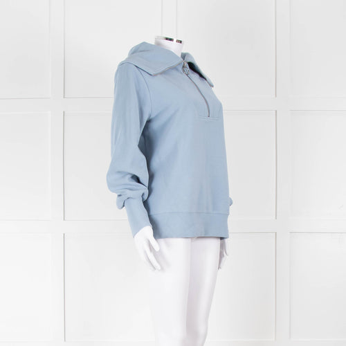 Varley Pale Blue Quarter Zip High Collar Top
