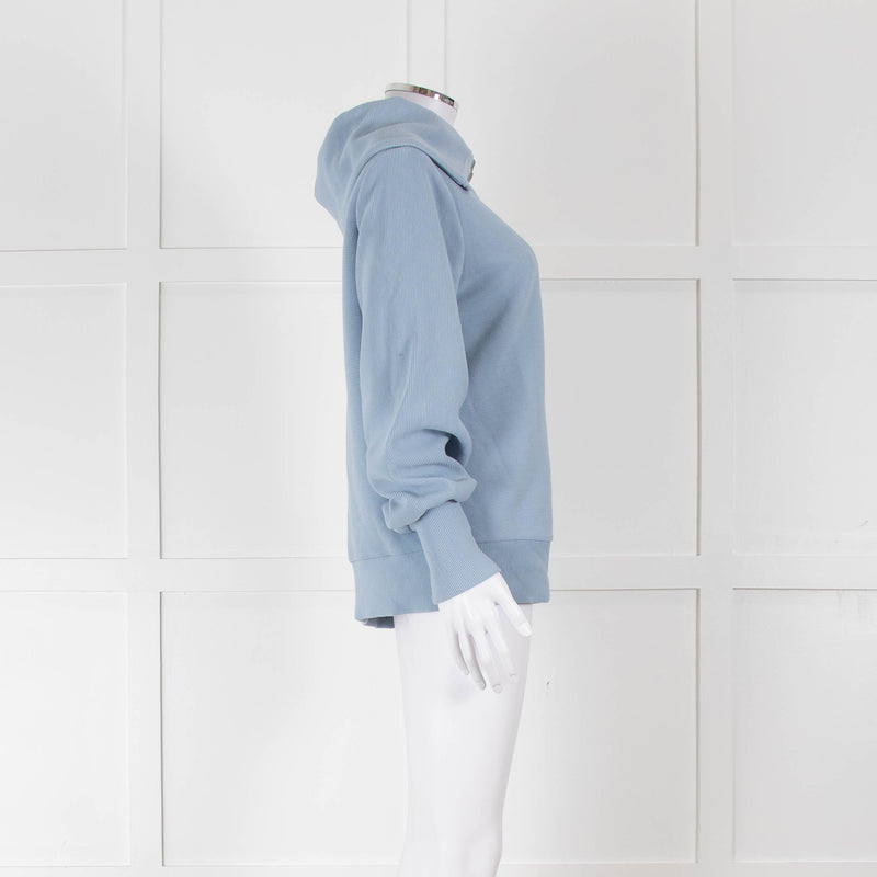 Varley Pale Blue Quarter Zip High Collar Top