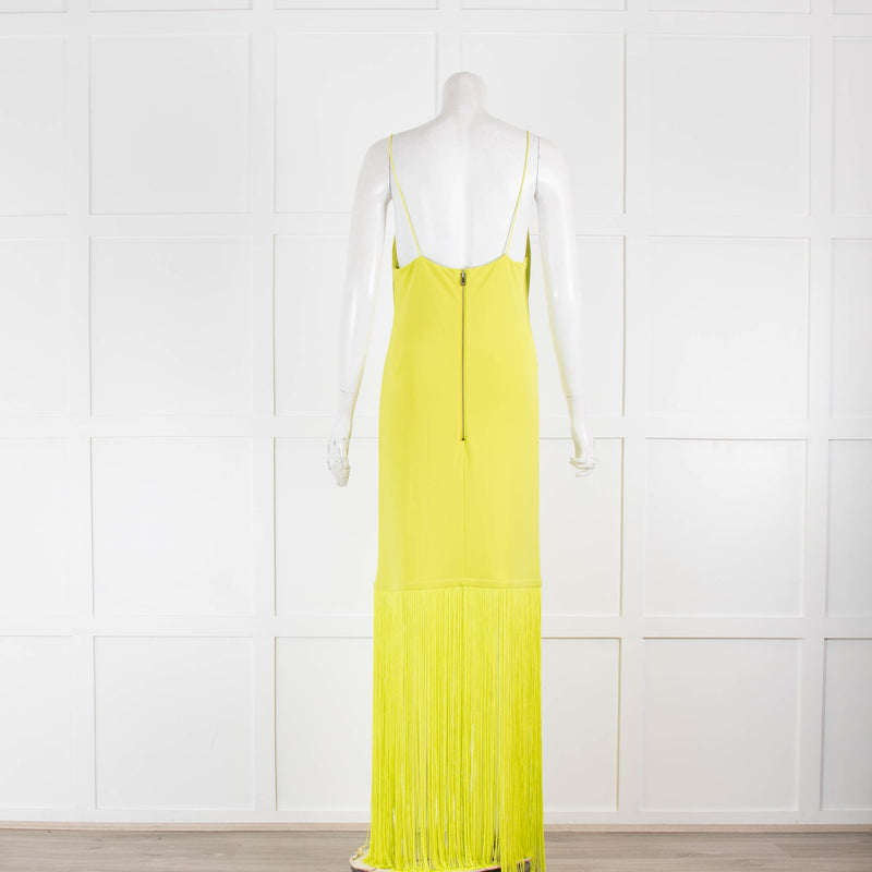 Alice + Olivia Lime Green Strappy Tassle Hem Midi Dress