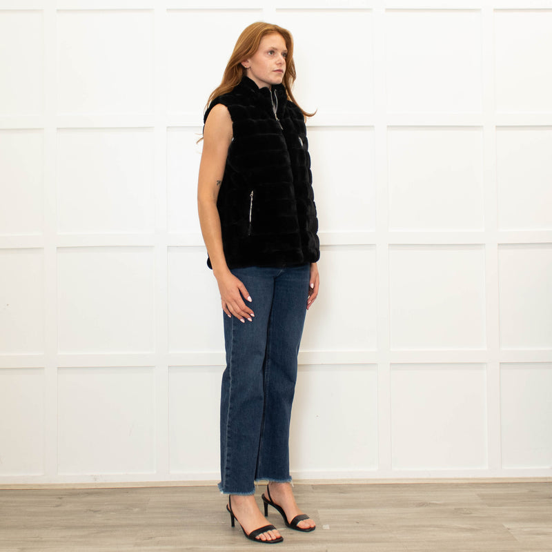 Chervo Black Ivince 999 Faux Fur Quilted Reversible Gilet