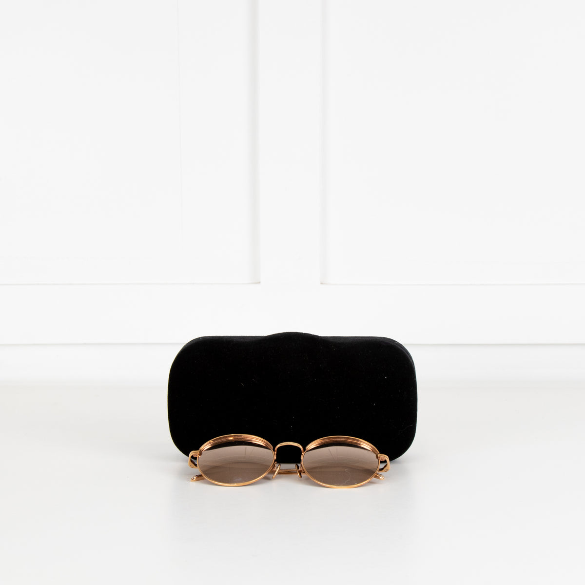 Linda Farrow Rose Gold Oval Frame Mirrored Sunglasses
