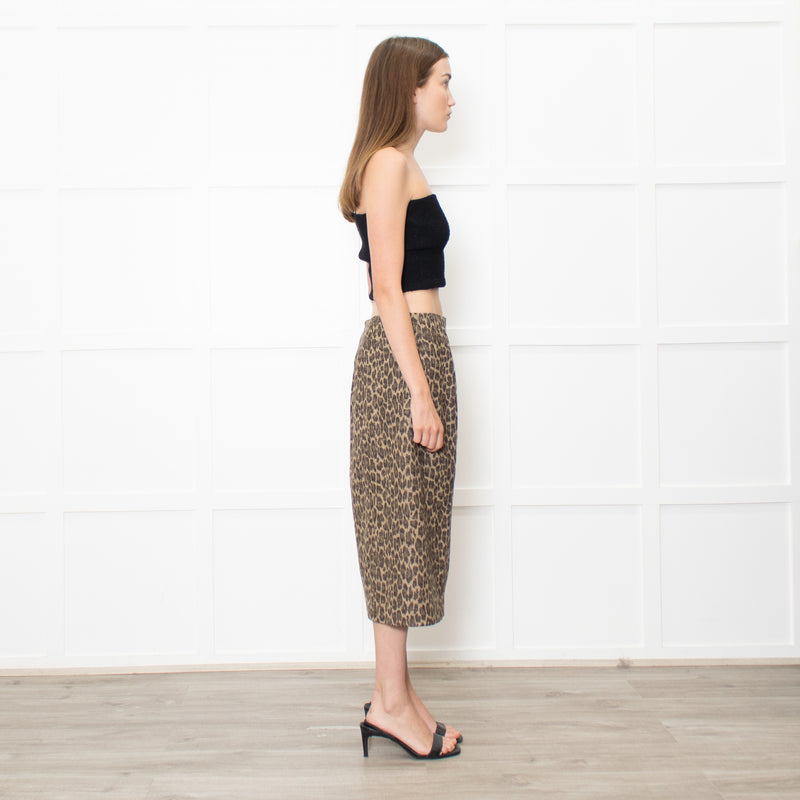 Theory Thigh Split Animal Print Pencil Skirt