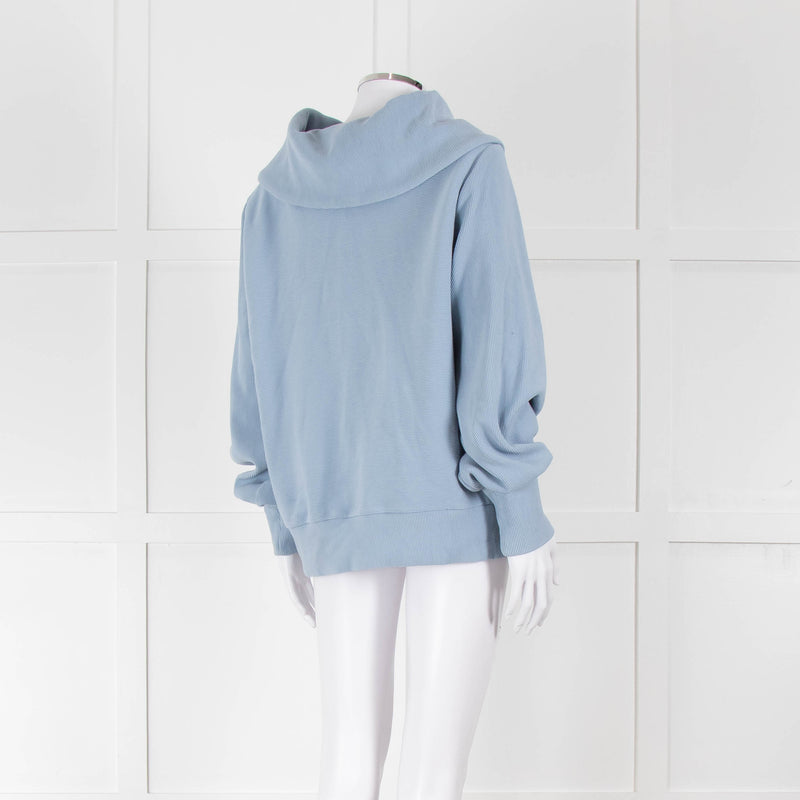 Varley Pale Blue Quarter Zip High Collar Top