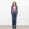E.vil Grey Pink Sliver Diamante Skull Cashmere Jumper