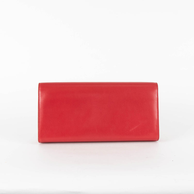 Saint Laurent Red Fold Over Logo Clutch