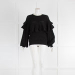 Chanel Black Frill Cotton Knitted Jumper