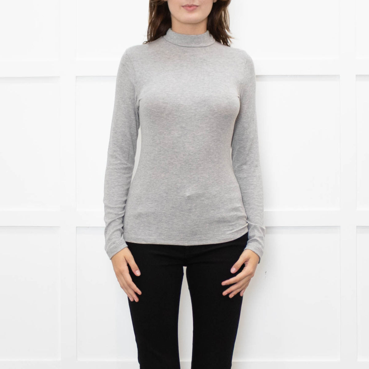 Frame Grey Thin Rib Turtleneck