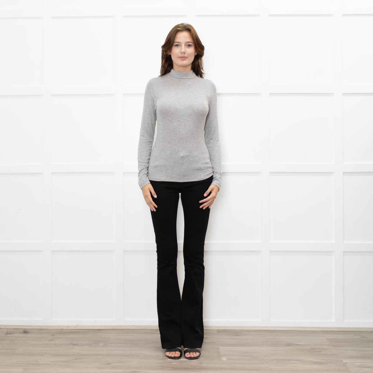 Frame Grey Thin Rib Turtleneck