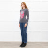 E.vil Grey Pink Sliver Diamante Skull Cashmere Jumper