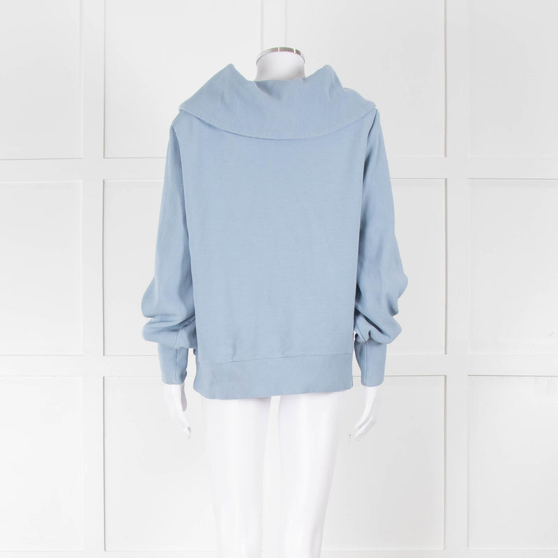 Varley Pale Blue Quarter Zip High Collar Top