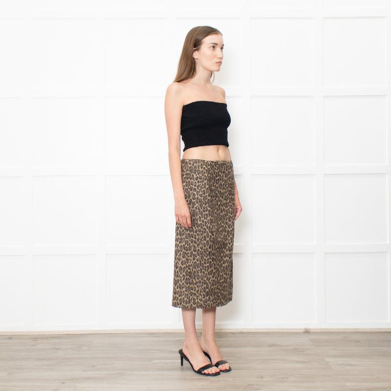 Theory Thigh Split Animal Print Pencil Skirt