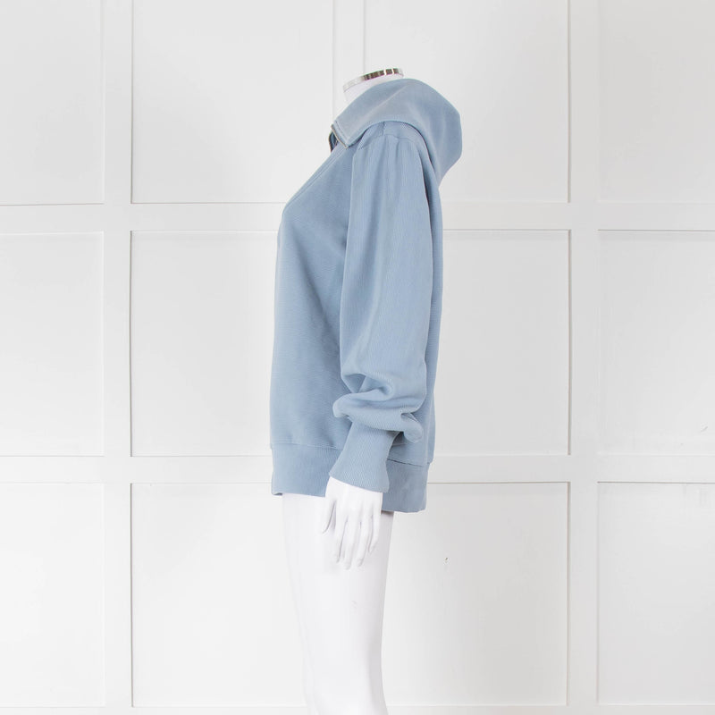 Varley Pale Blue Quarter Zip High Collar Top