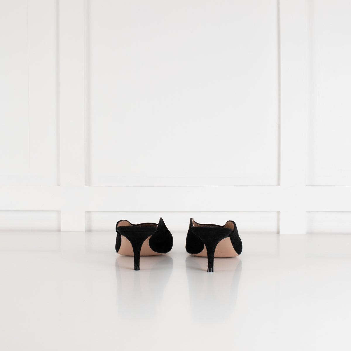 Gianvito Rossi Black Suede Pointed Toe Mules