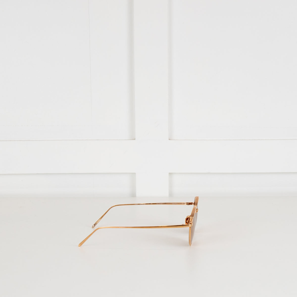 Linda Farrow Rose Gold Oval Frame Mirrored Sunglasses