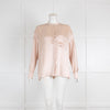 Vince Blush Silk Grandad Collar Long Sleeve Blouse