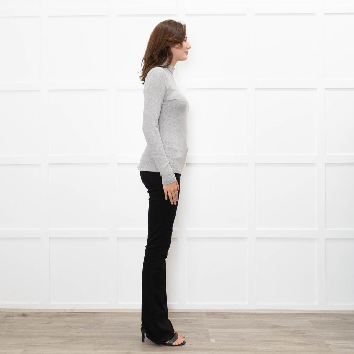 Frame Grey Thin Rib Turtleneck