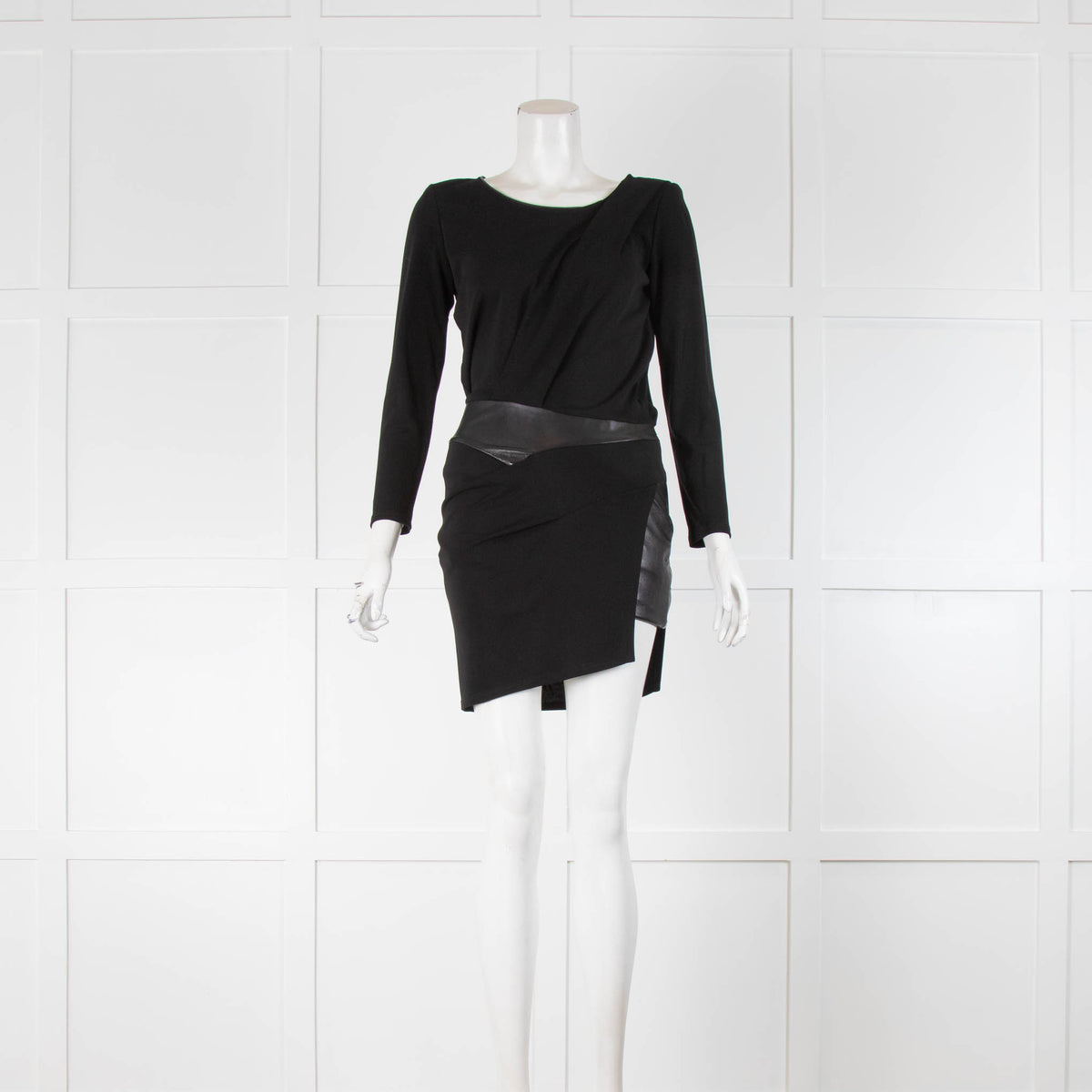 The Kooples Stretchknit Leather Waist Dress
