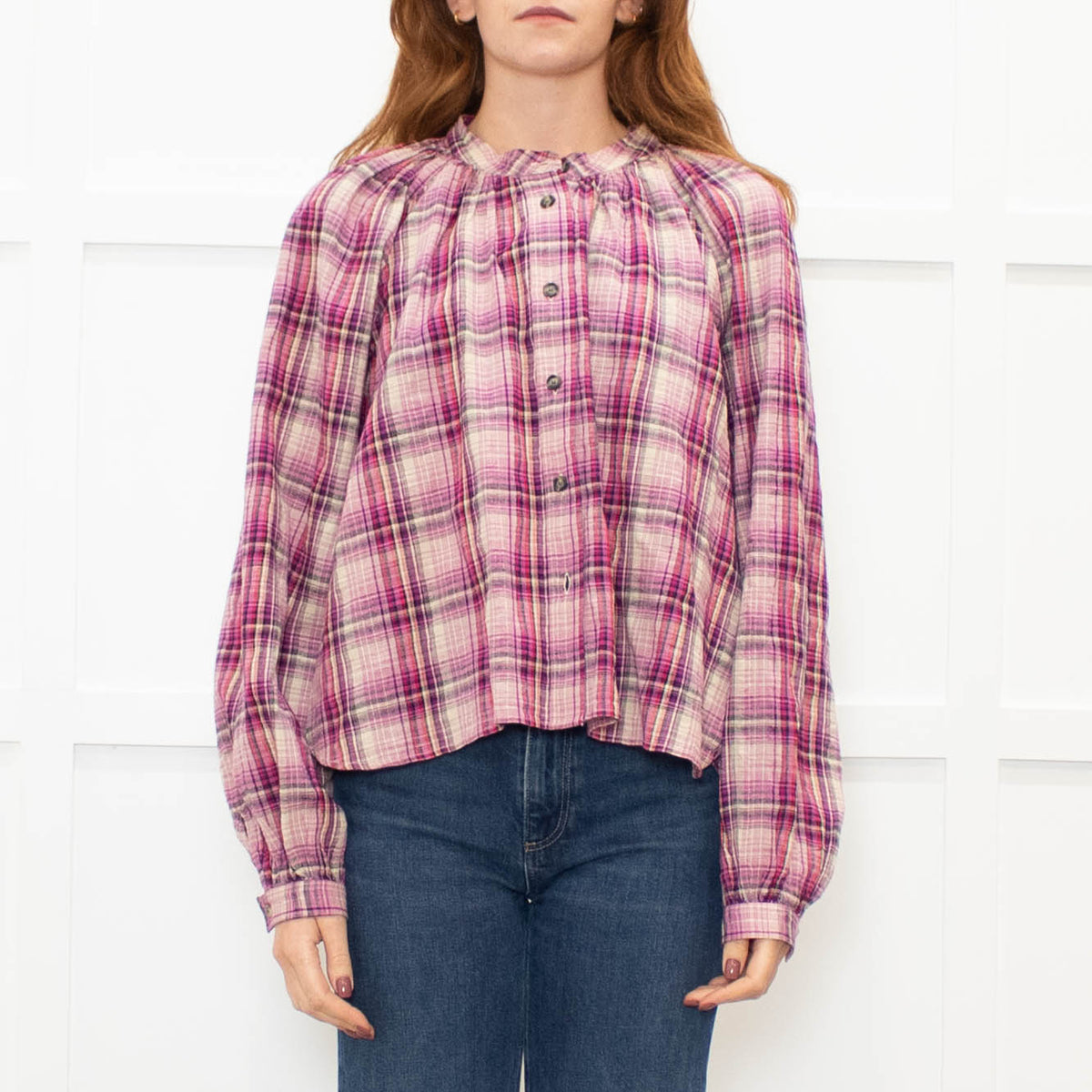 Isabel Marant Etoile Pink Multi Check Cotton Blouse