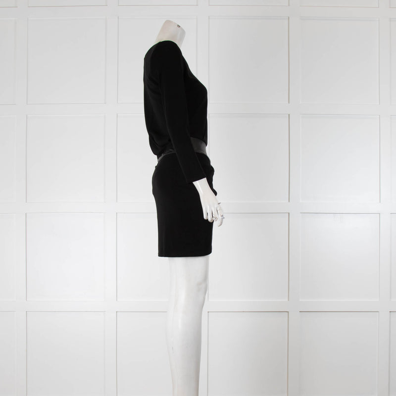 The Kooples Stretchknit Leather Waist Dress
