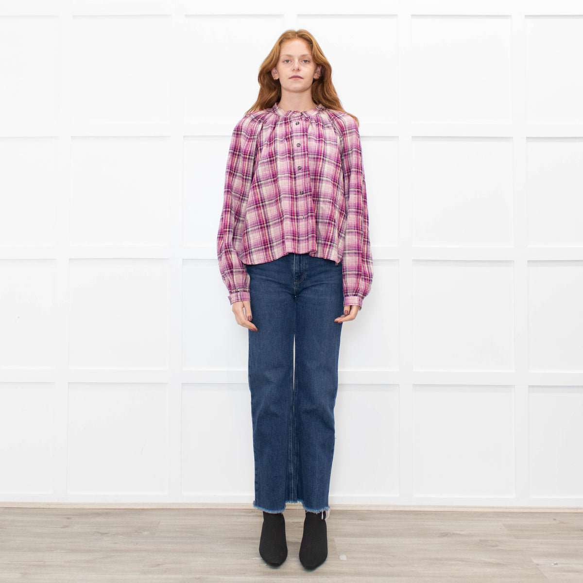 Isabel Marant Etoile Pink Multi Check Cotton Blouse