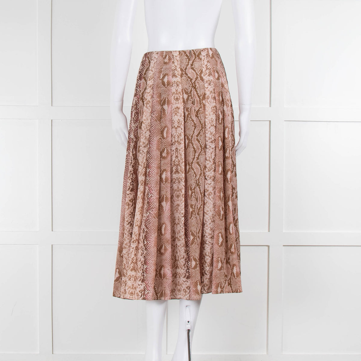 Emilia Wickstead Pink and Beige Snake Print Pleated Skirt