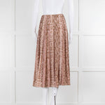 Emilia Wickstead Pink and Beige Snake Print Pleated Skirt