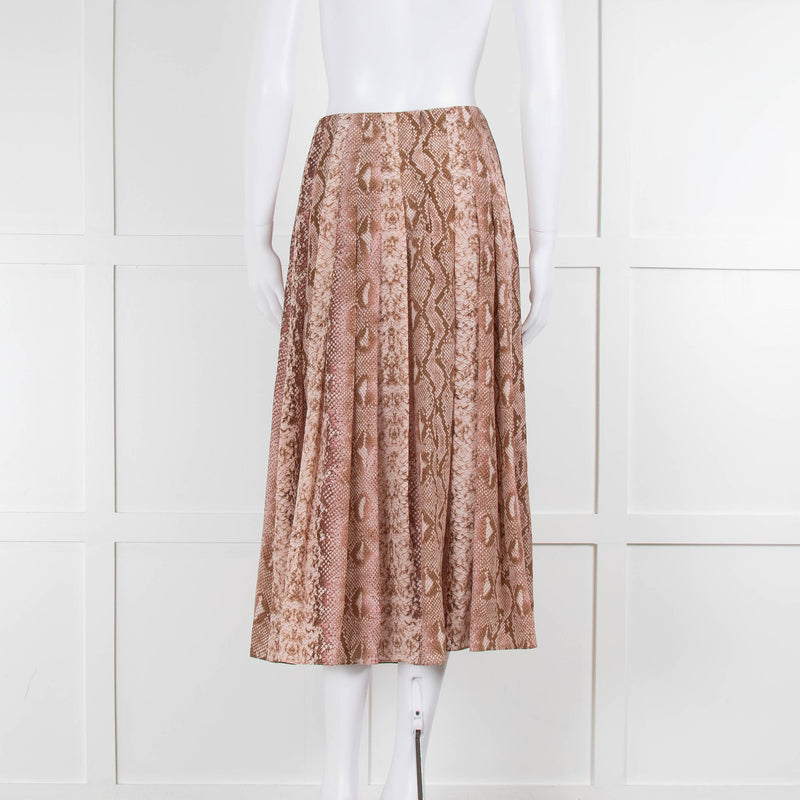 Emilia Wickstead Pink and Beige Snake Print Pleated Skirt