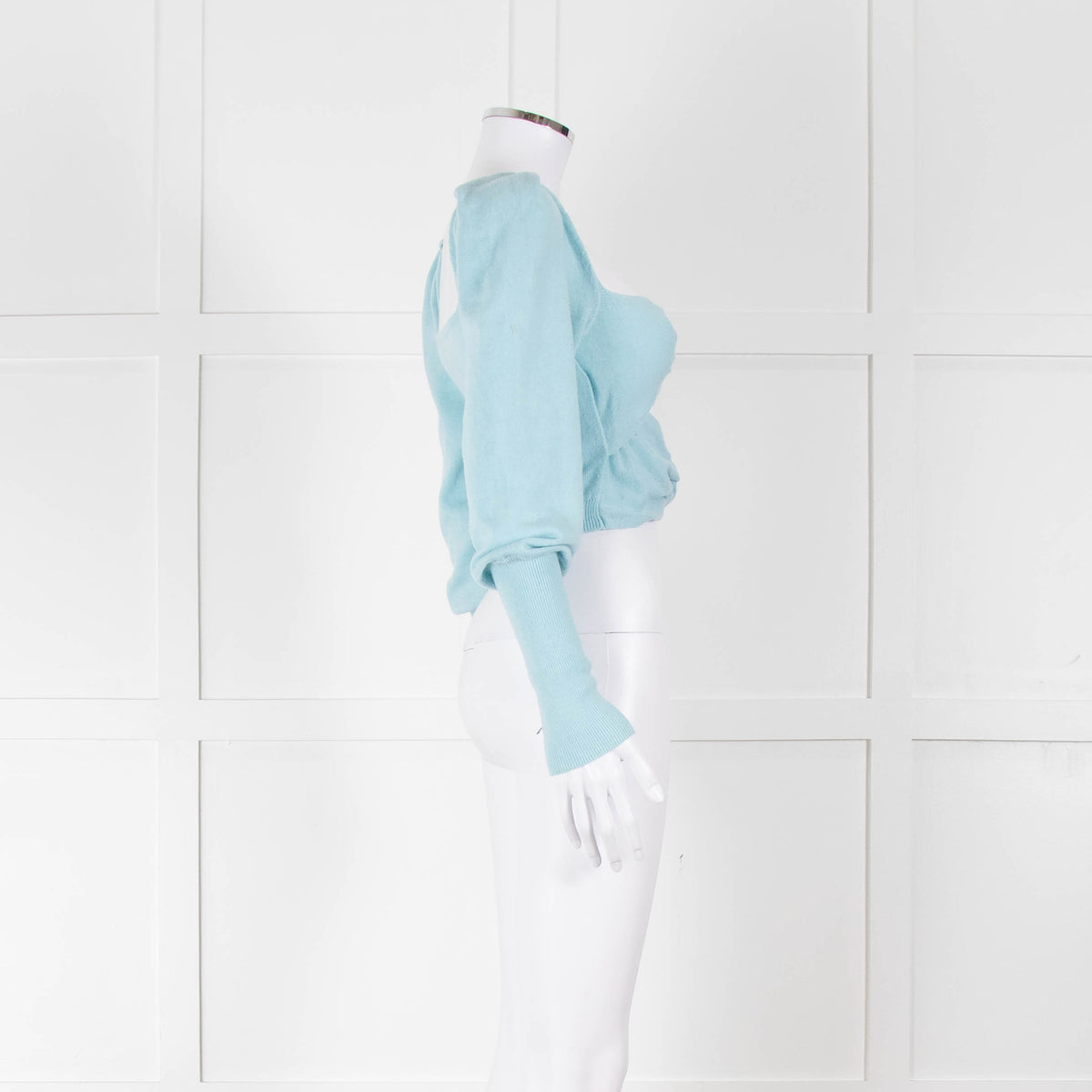 LPA Pale Turquoise Knot Front Cropped Jumper