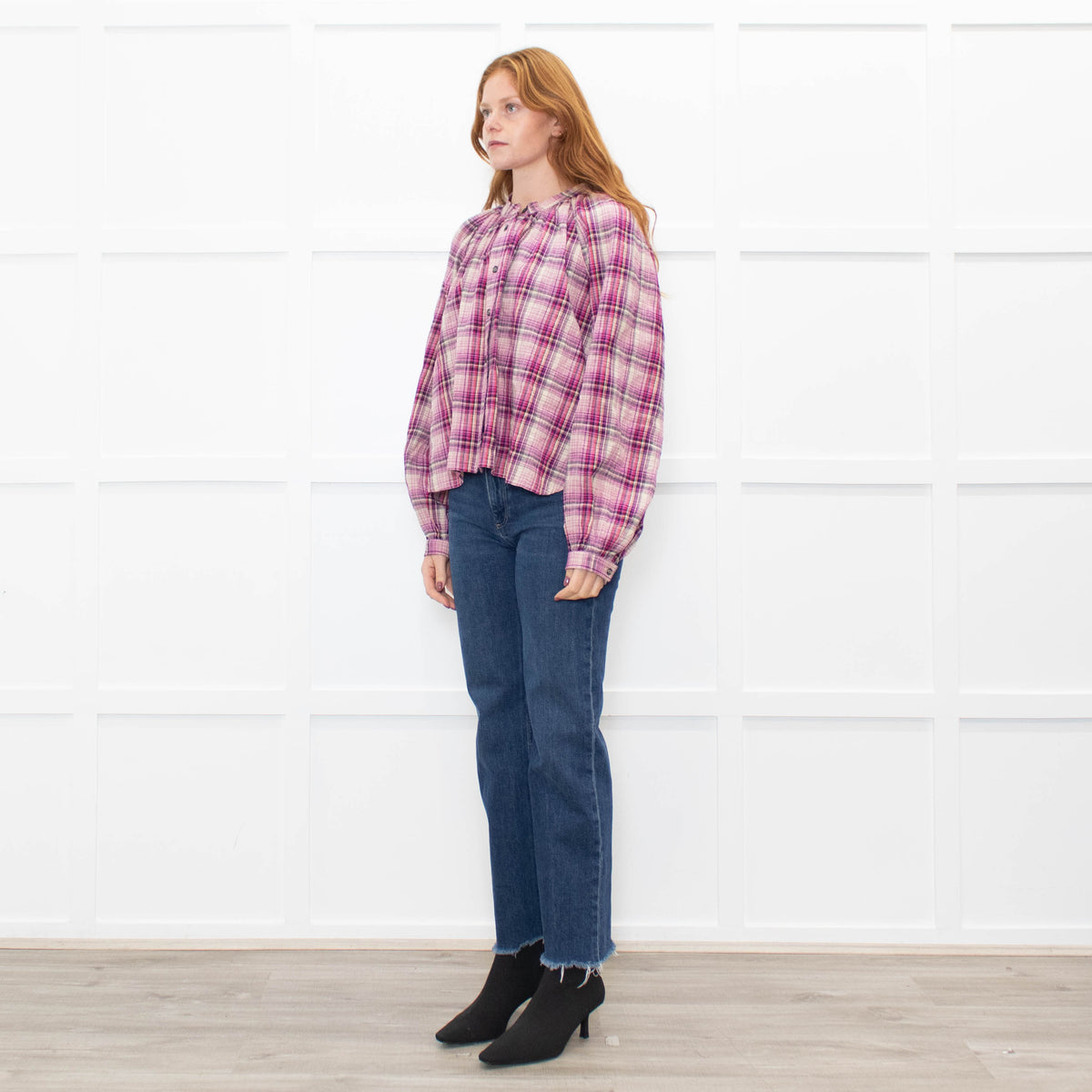 Isabel Marant Etoile Pink Multi Check Cotton Blouse