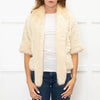 Jayley Cream Faux Fur Jacket with 3/4 Length Sleeves