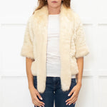 Jayley Cream Faux Fur Jacket with 3/4 Length Sleeves