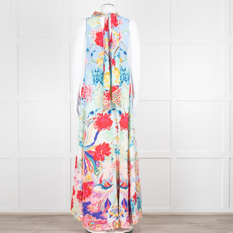 Camilla Blue Red Floral Diamante Halter Neck Jumpsuit