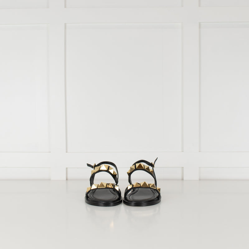 MICHAEL by Michael Kors Black Wren Sandal With Gold Studs
