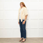 Jayley Cream Faux Fur Jacket with 3/4 Length Sleeves