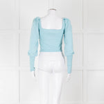 LPA Pale Turquoise Knot Front Cropped Jumper