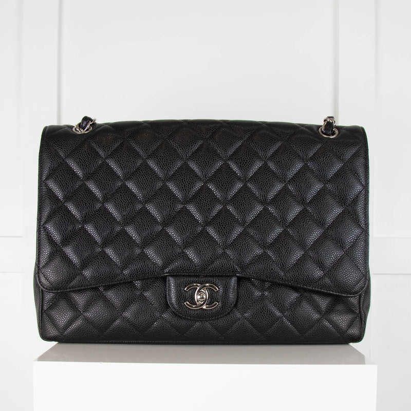 Chanel Black Caviar Single Flap Maxi Bag