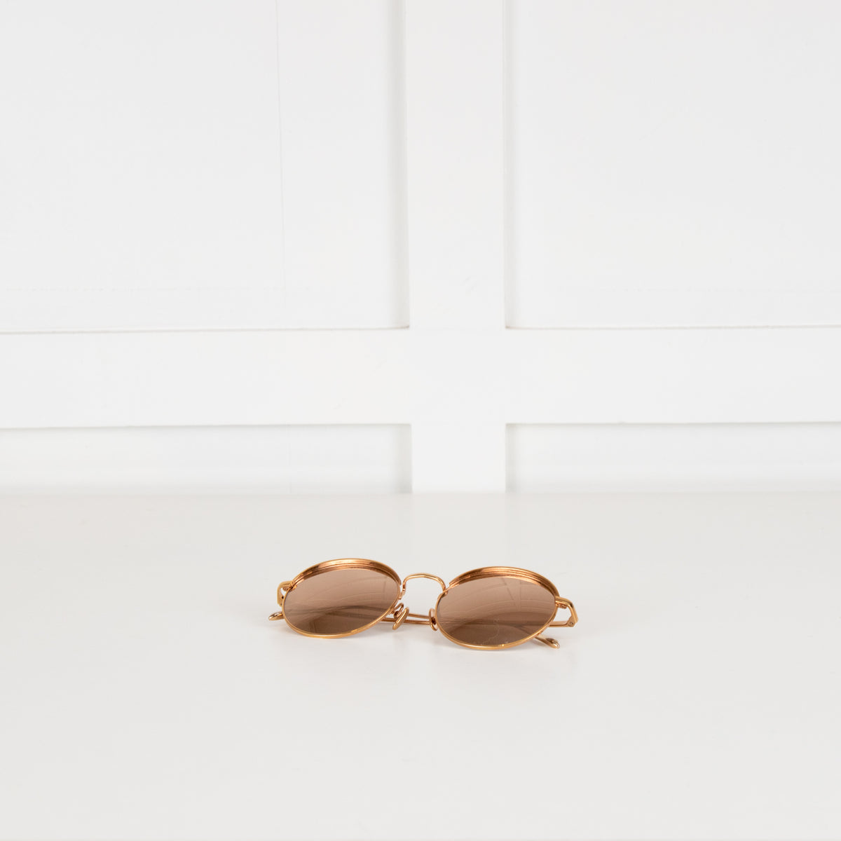 Linda Farrow Rose Gold Oval Frame Mirrored Sunglasses