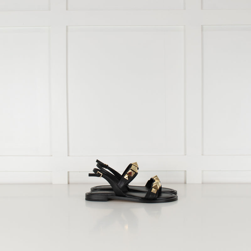 MICHAEL by Michael Kors Black Wren Sandal With Gold Studs