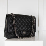 Chanel Black Caviar Single Flap Maxi Bag